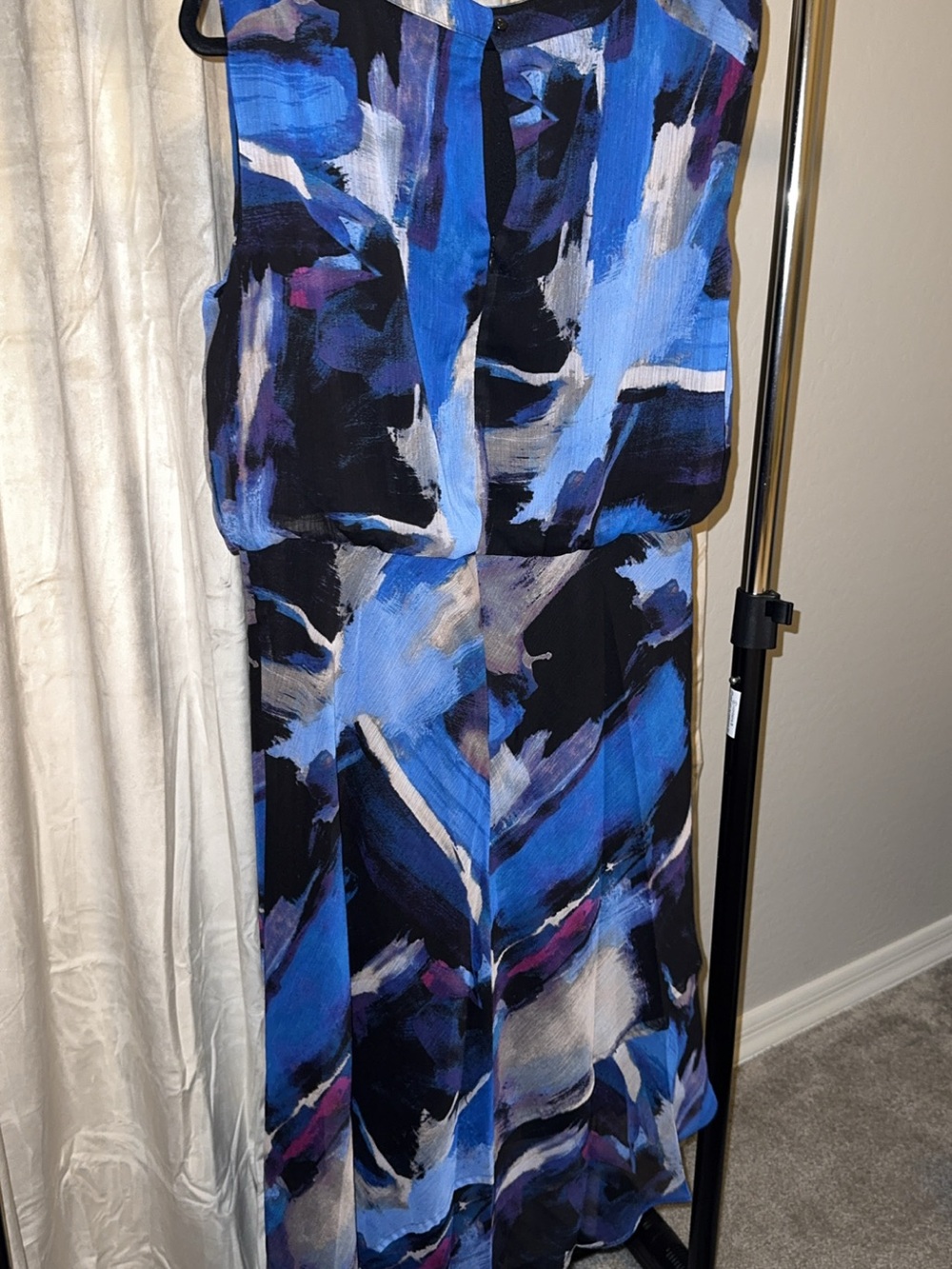 DKNY Abstract Brushstroke Blue Maxi Skirt - Picture 2 of 4